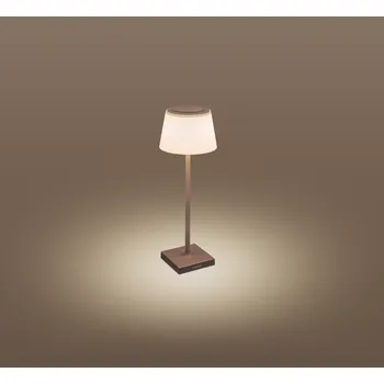 Stojací lampa CENTURY MARGO LED dobíjecí stolní lampa 4W 200lm 3000K IP54 stmívatelná hnědá