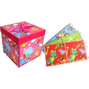 Dárková krabička Čtvercová dárková krabička ZWIERZĘTA 22x22x22 cm MIX VZORŮ