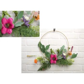 Dekorace, věnec na drátěném kruhu MAGNOLIA s doplňky 30 cm