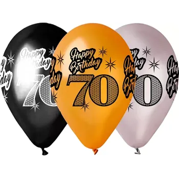 Latexový balonek metalický - potisk 70. narozeniny 6 ks