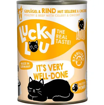 Krmivo pro kočku Lucky Lou Lifestage Sterilized drůbež a hovězí maso 6 × 400 g