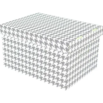 Dárková krabička Dekorativní úložná krabička 320x250x185 mm PEPITKA šedá a bílá