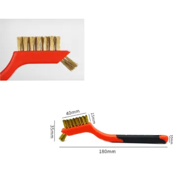 Drátěná police Dvojitá drátěná kartáčová kefa se plastovou rukojetí 18 cm ZLATÁ