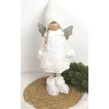Vánoční dekorace Anděl v bílých šatech 40x15x9,5 cm