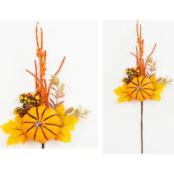 umělá květina Dekorativní větvička s pruhovanou dýní 44 cm - 1 ks