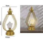 Kovová lampa s pruhy a hvězdou 29,5 x 16 x 9,5 cm ZLATÁ