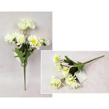 umělá květina Kytice GERBERA výška 32 cm, 5 stonků (15 květů 4-2,5 cm) SMETANOVÁ