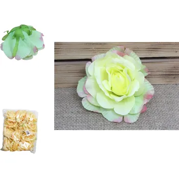 umělá květina Květinová hlava RŮŽE 13x6 cm ŽLUTO-LIMETKOVÁ - 1 ks