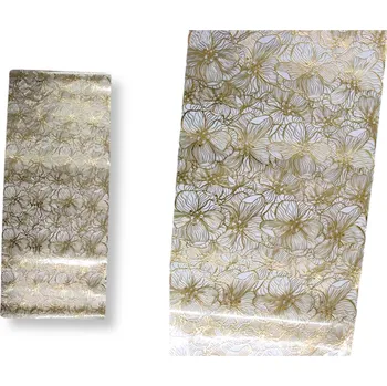 Stolní podložka Podložka na stůl obdélníková s průhlednou fólií KVĚTY 90x38 cm ZLATÁ