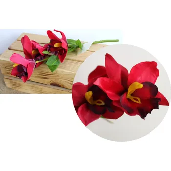 umělá květina Květina STORCZYK, ORCHIDEA výška 38 cm (3 květy 12 cm) ČERVENÁ
