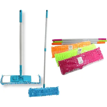 mop Plochý mop z mikrovlákna s třásněmi + šedá tyč 65-110x40 cm MIX BAREV