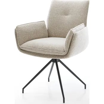 Jídelní židle DELIFE Jídelní židle Nela-Flex látka Měkký béžová křížová podnož zúžená černá