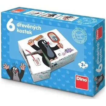 Hračka Dino Dřevěné obrázkové kostky Krtek 6 ks
