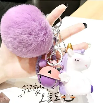 Camerazar Přívěsek na klíče jednorožec s bambulí