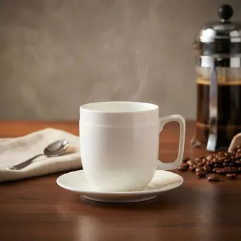 Talíř Sada šálků s podšálky 230 ml bílá 6 ks