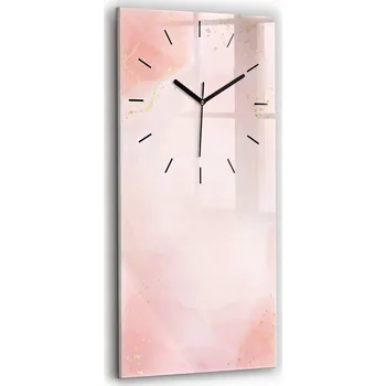 Hodiny Skleněné nástěnné hodiny do kanceláře se stylovým potiskem Růžový mramor 30x60 cm