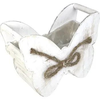 Obal dřevo motýl na květiny 25x10x8/22 cm s igelitem