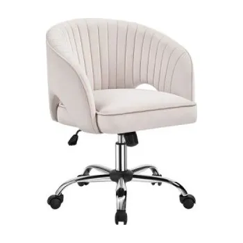 Kancelářská židle 592614, se sametovým potahem, krémová - A YAHEETECH