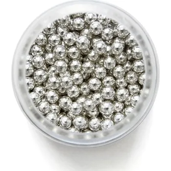 Jedlá dekorace na dort PME CUKROVÉ ZDOBENÍ PERLY STŘÍBRNÉ 4 mm 25g