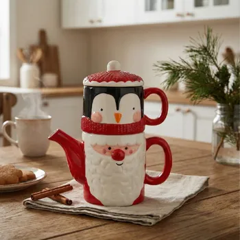 Atmosphera Čajová konvice a hrnek s vánočním motivem, 21 cm