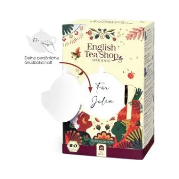 Čaj ETS -Teegeschenk "Frohe Weihnachten", personalisierbar, BIO, 20 Teebeutel, 5 Sorten (DE)