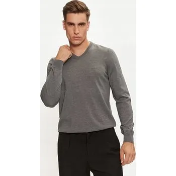 Pánský svetr BOSS svetr šedý kulatý velikost M