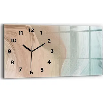Hodiny Skleněné moderní nástěnné hodiny s potiskem 60 cm x 30 cm Abstrakce vlny
