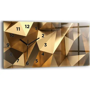 Hodiny Moderní skleněné foto hodiny na zeď vodorovné 60x30 cm Geometrická textura