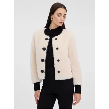 Dámská casual bunda Dámská krémová bunda z umělé kožešiny Orsay černá | krémová 3500130