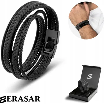 Náramek Pánský kožený náramek [Wrap] Čar