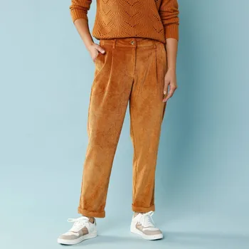 Dámské kalhoty Manšestrové 7/8 chino kalhoty pro menší postavu medová 44