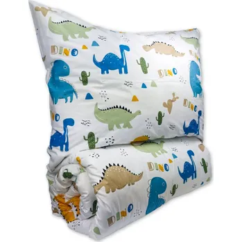 Povlečení Brotex Bavlněné dětské povlečení Dino 140 x 200, 70 x 90 cm zipový uzávěr