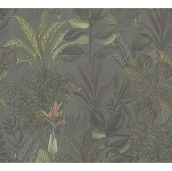 Tapeta A.S. Création | Vliesová tapeta na zeď Drawn into Nature 39433-2 | 0,53 x 10,05 m | zelená, fialová, šedá + Zelená, fialová, šedá vliesová tapeta na stěnu 394332 v rozměru 0,53 x 10,05 m