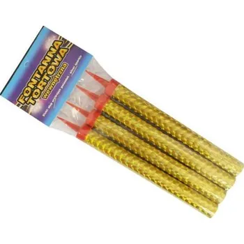 Dortová svíčka Fontána na dort PARTY 15 cm ZLATA – sada 4 ks