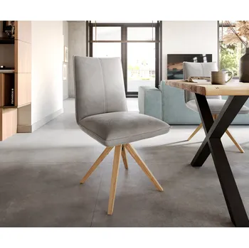 Jídelní židle DELIFE Jídelní židle Lelio-Flex samet šedá dřevěná podnož hranatá přírodní taštičkové pružiny