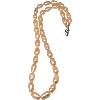 Náhrdelník Říční perly pravé, meruňkové 45 cm s ocelí