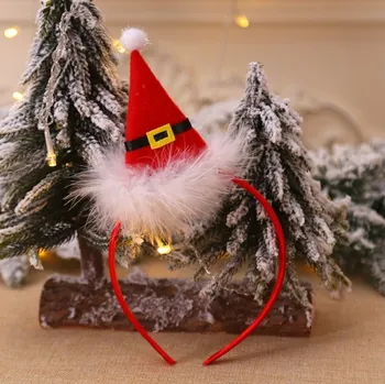 Vánoční dekorace Vánoční čelenka ČIČKA SANTA CLAUSA 22x12 cm ČERVENÁ