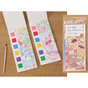 omalovánky Omalovánky s barvami a štětcem 10 obrázků 19x8 cm JÍDLO