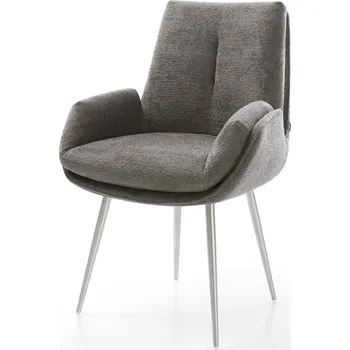 Jídelní židle DELIFE Jídelní židle Clea-Flex bouclé měkký tmavě béžová 4-nohá zúžená nerezová ocel