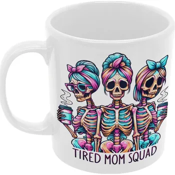 Hrnek-Tired Mom Squad - bílý
