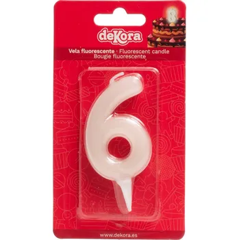 Svíčka na dort číslo 6 bílá 6cm - Dekora | Cukrářské potřeby