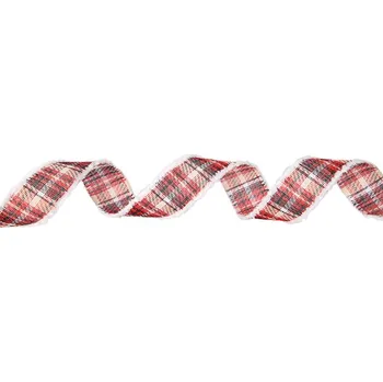 Stuha Stuha, vánoční dekorativní stuha KRATA šířka 4,5 cm délka 2 m ČERVENÁ - ČERNÁ - BÍLÁ