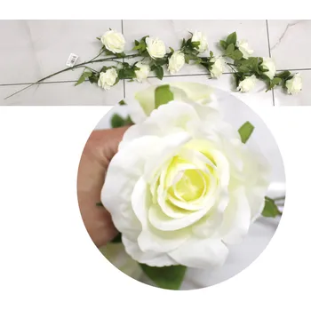 Girlanda RŮŽE 1-ramenná 1,2 m (11 květů 10 cm) MLÉČNÁ