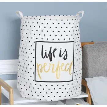 Úložný box Kontejner, látkový koš na skladování LIFE IS PERFECT 45x35 cm