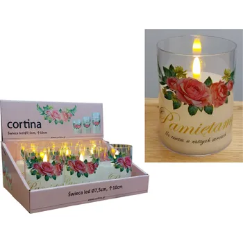 Svíčka LED svíčka v plastové trubici 10x7,5 cm PAMATUJEME-RŮŽA