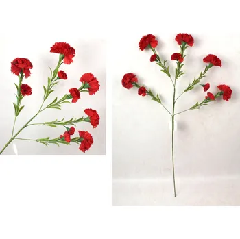 umělá květina Květina GOŹDZIK výška 84 cm, 5 ramen (10 květů 8-5 cm) ČERVENÁ