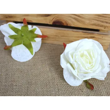 umělá květina Květinová hlava RŮŽE sušená skvrnitá 10x6,5 cm BÍLÁ