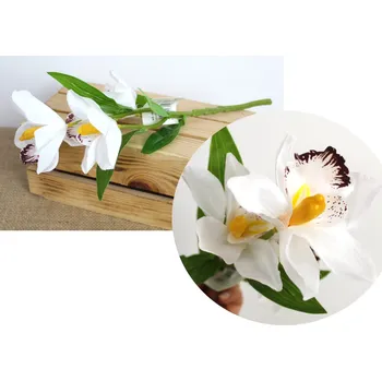 umělá květina Květina STORCZYK, ORCHIDEA výška 38 cm (3 květy 12 cm) BÍLÁ s tečkovaným středem