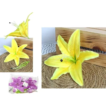 umělá květina Květinová hlava LILIE 23 cm ŽLUTÁ