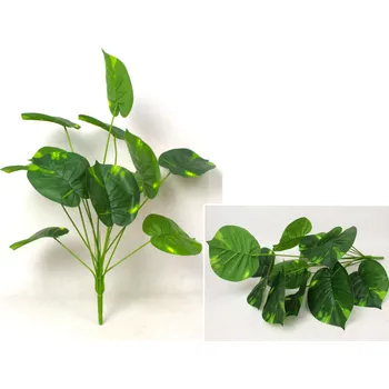 umělá květina Kytice listů MONSTERA výška 66 cm, 12 stonků (12 listů silikon Premium 17x15 cm) zelené